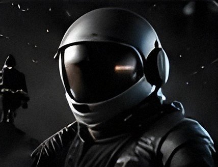 Astronaut helmet in a dark studio