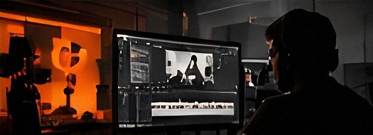 Post-production suite with edit timeline
