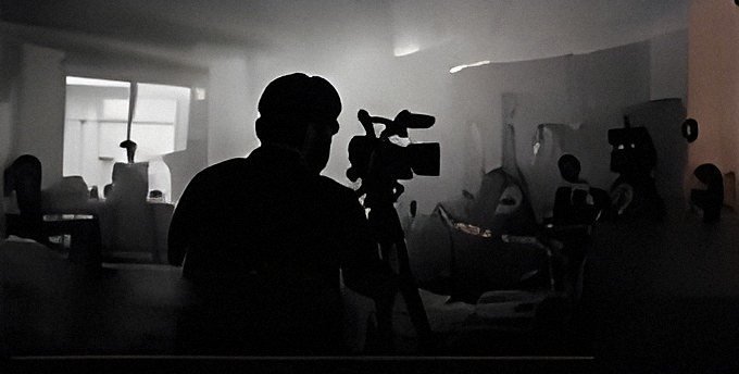 Camera crew on a film set